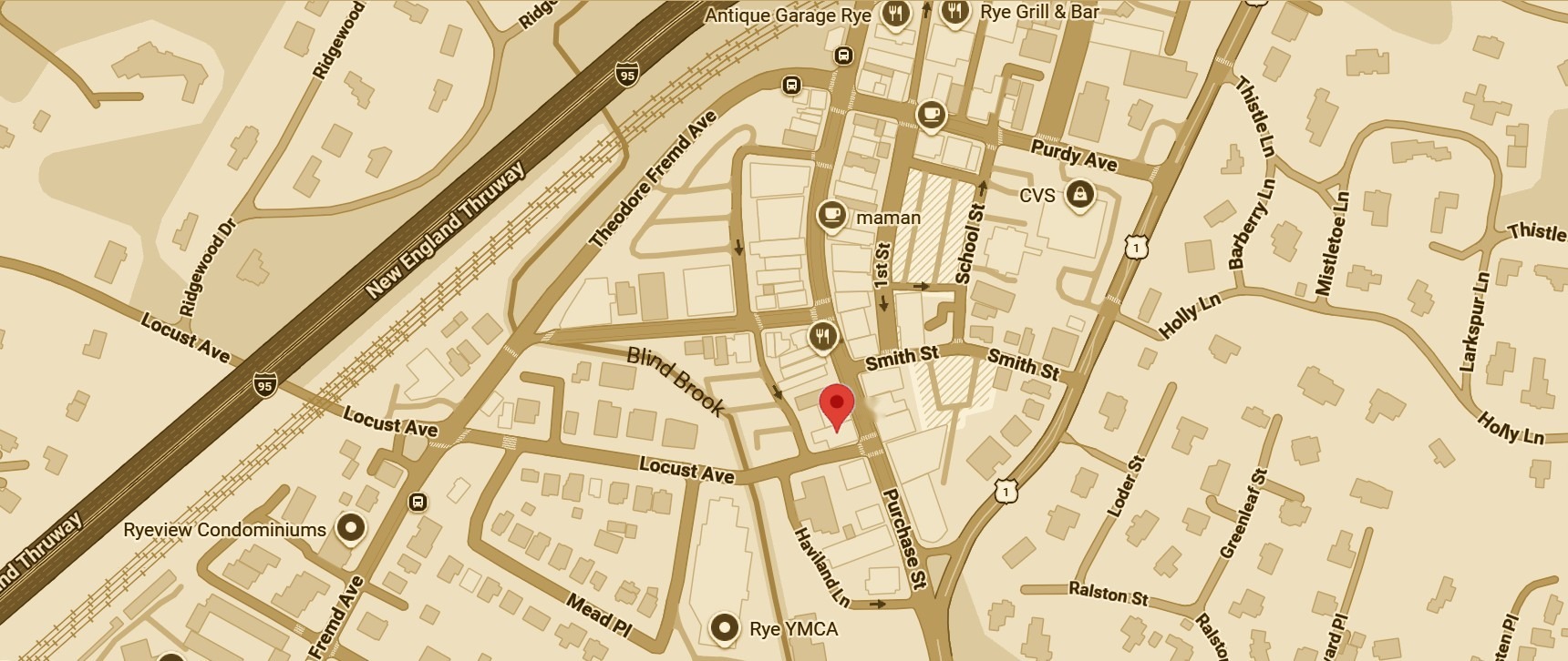 Map showing 31 Purchase Street, Rye, New York